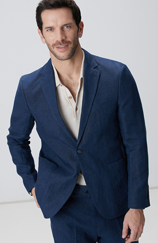 Lacivert Keten Takım Elbise