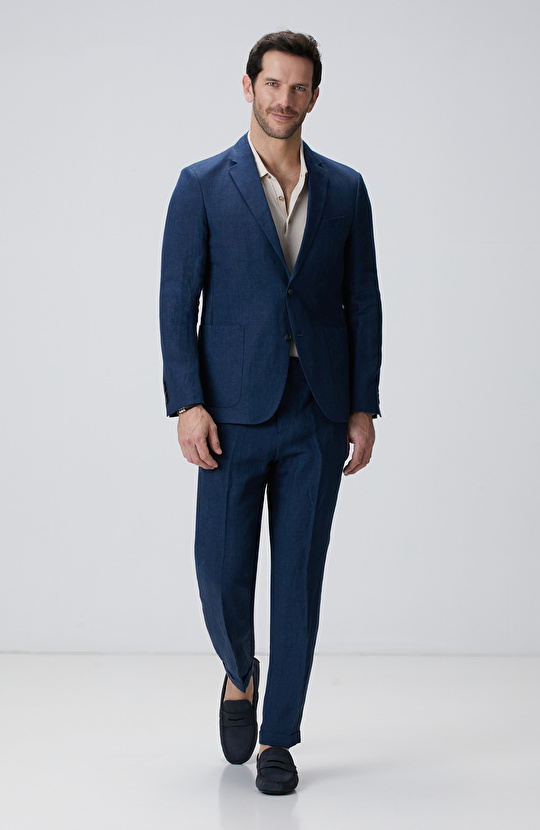 Lacivert Keten Takım Elbise