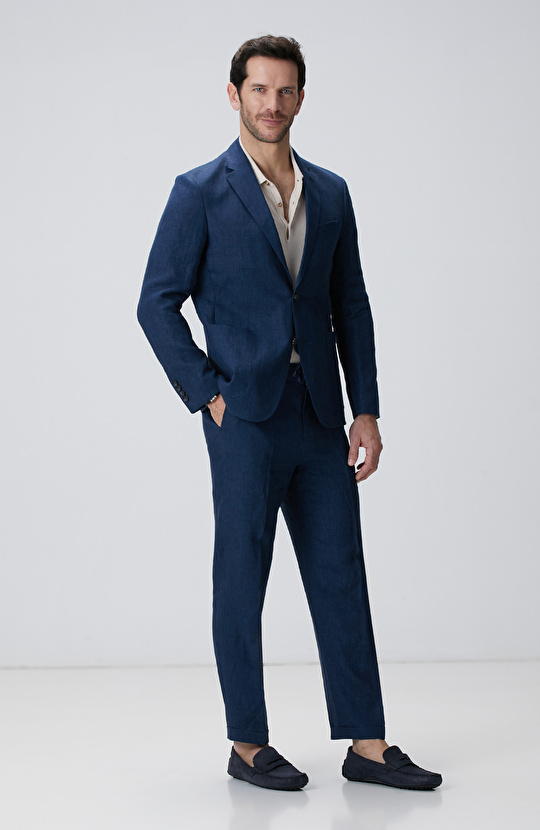 Lacivert Keten Takım Elbise