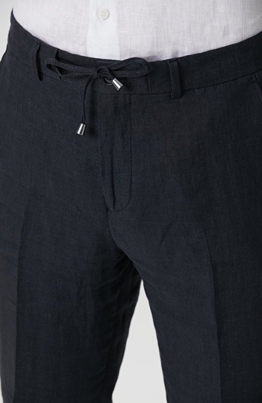 Siyah Keten Takım Elbise