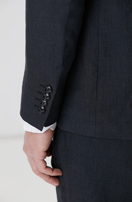 Siyah Keten Takım Elbise