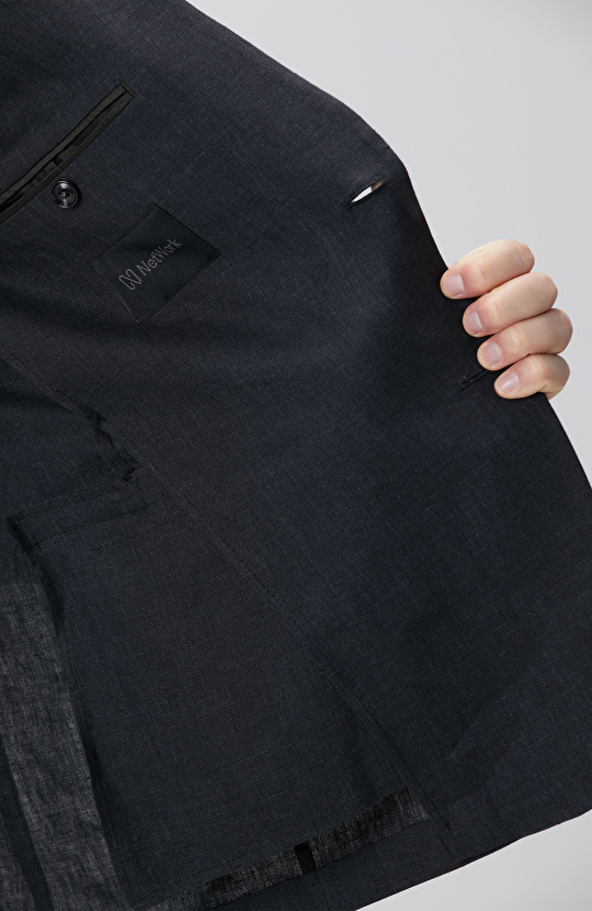 Siyah Keten Takım Elbise