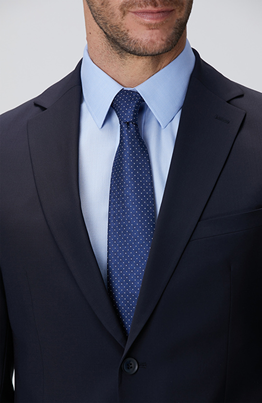 Lacivert Limited Loro Piana Kumaşından Üretilmiş Yün İpek Karışımlı Takım Elbise