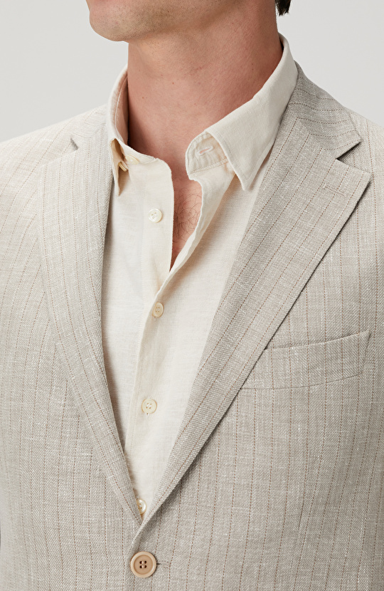 Limited Loro Piana Kumaşından Üretilen Bej Keten İpek Karışımlı Takım Elbise