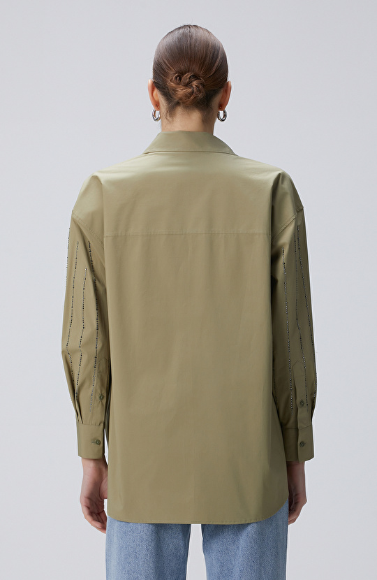 Yeşil Taş Baskılı Gömlek