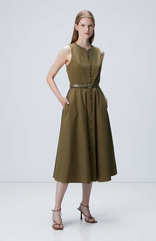Haki Midi Elbise