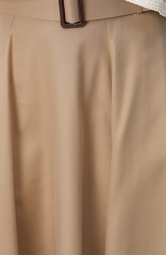 Bej Kemerli Midi Etek