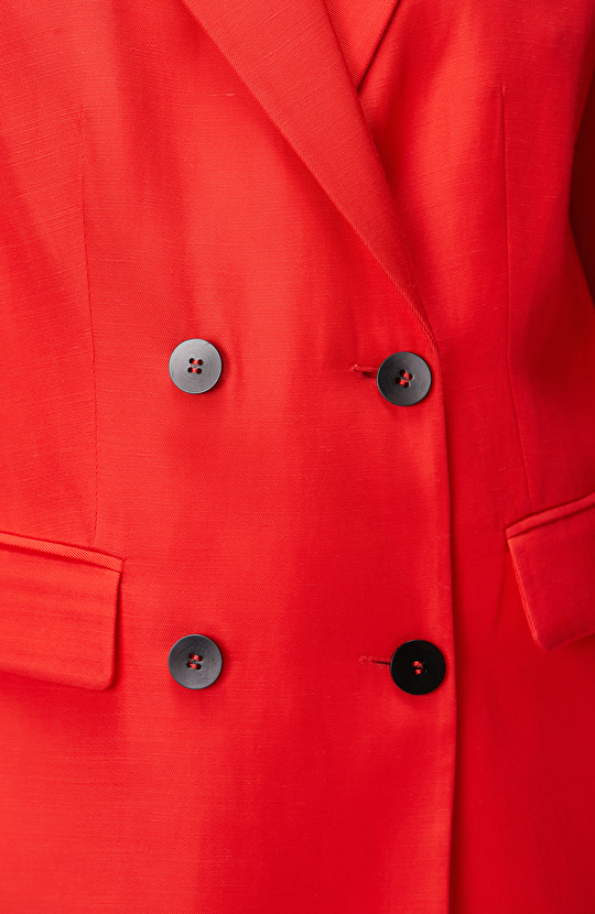 Kırmızı Keten Blazer Ceket