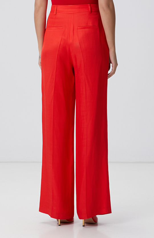 Kırmızı Keten Pantolon