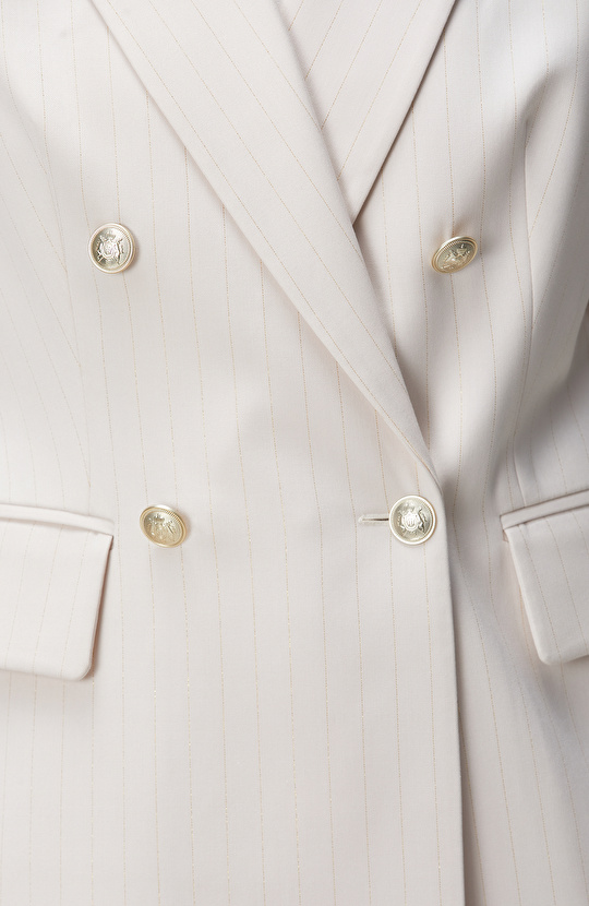 Bej Çizgili Blazer Ceket