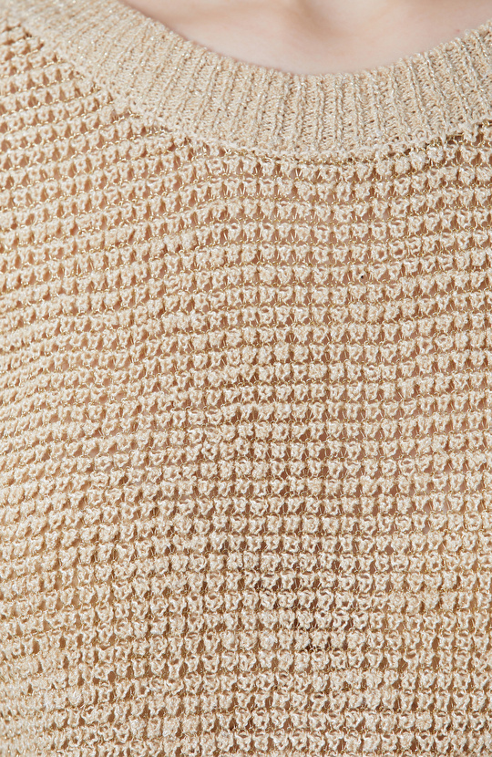 Bej Sırt Dekolteli Triko kazak