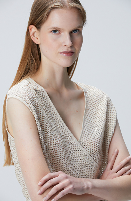 Limited Bej Triko Bluz