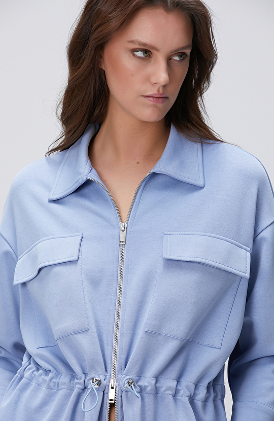 Açık Mavi Modal Karışımlı Ceket