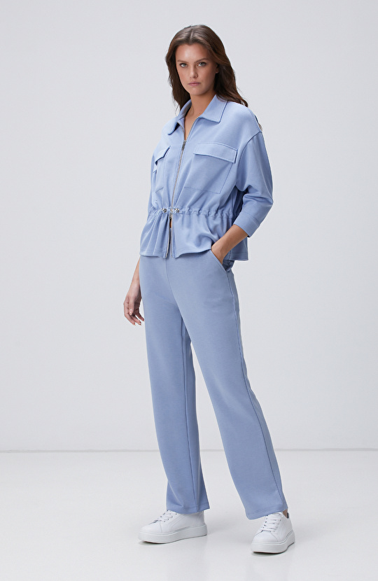 Açık Mavi Modal Karışımlı Ceket