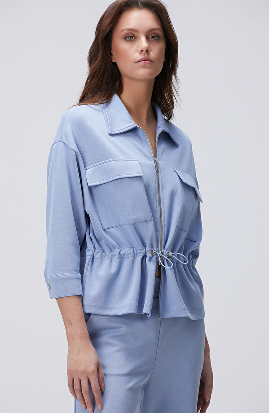 Açık Mavi Modal Karışımlı Ceket