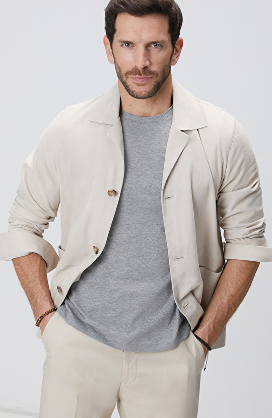 Kırık Beyaz Deri Ceket