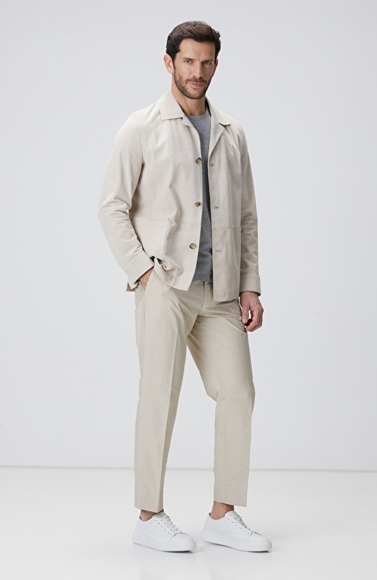 Kırık Beyaz Deri Ceket