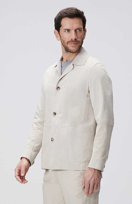 Kırık Beyaz Deri Ceket