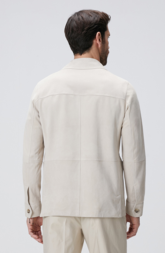 Kırık Beyaz Deri Ceket