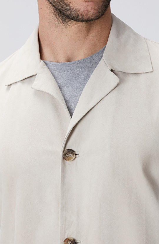 Kırık Beyaz Deri Ceket