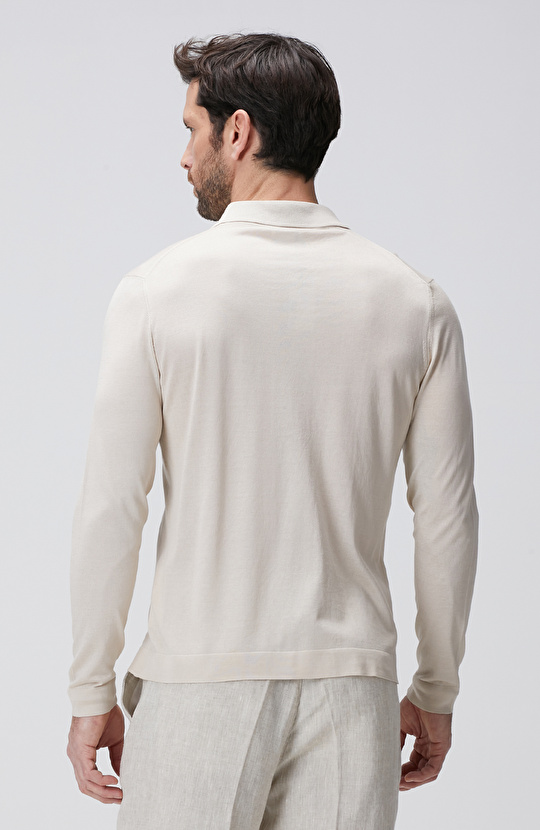 Limited Bej İpek Karışımlı Triko Gömlek