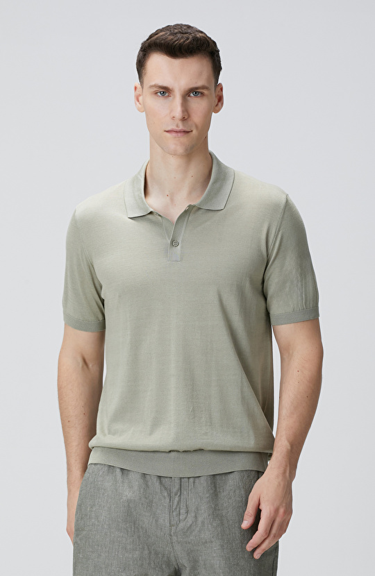 Limited Haki İpek Karışımlı Triko Kazak