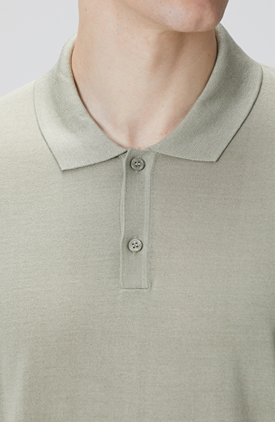 Limited Haki İpek Karışımlı Triko Kazak