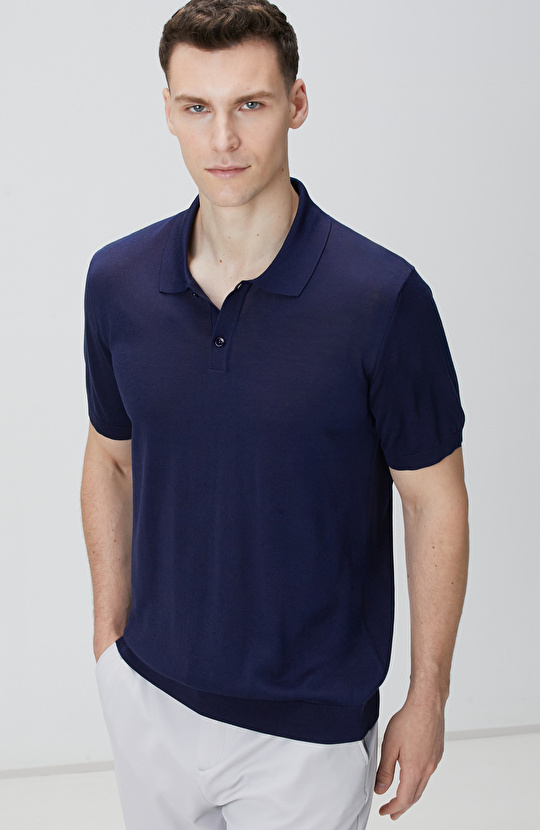 Limited Lacivert İpek Karışımlı Triko Kazak