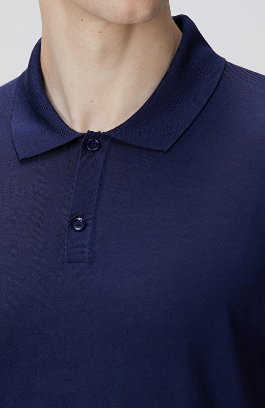 Limited Lacivert İpek Karışımlı Triko Kazak