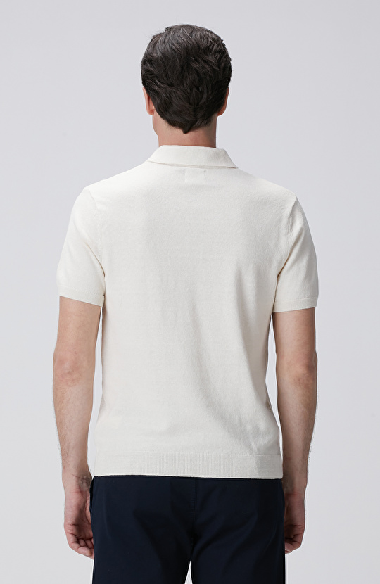 Kırık Beyaz Keten Karışımlı Kazak