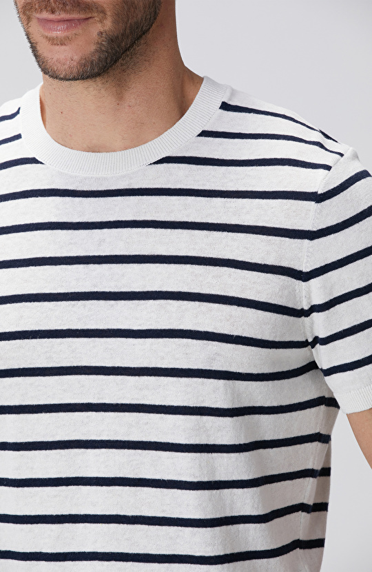 Beyaz Keten Karışımlı Kazak