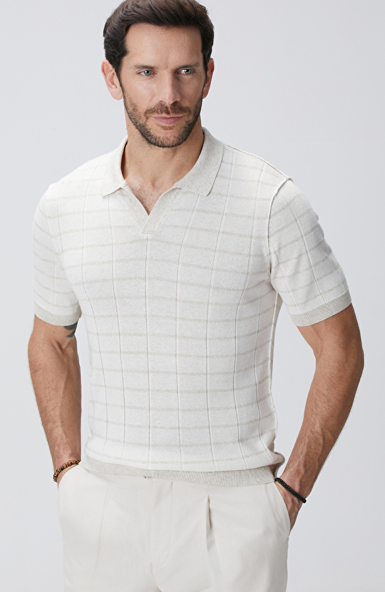 Naturel Keten Karışımlı Kazak