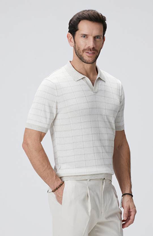 Naturel Keten Karışımlı Kazak