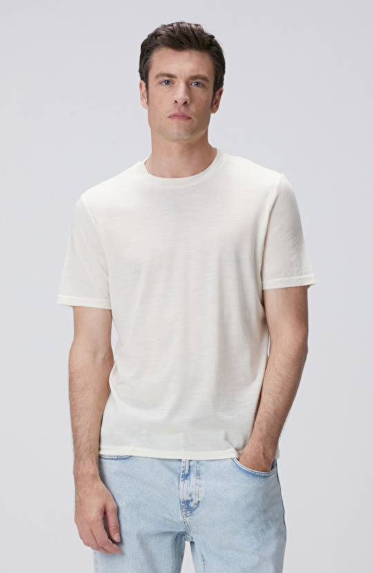 Limited Kırık Beyaz Yün T-shirt