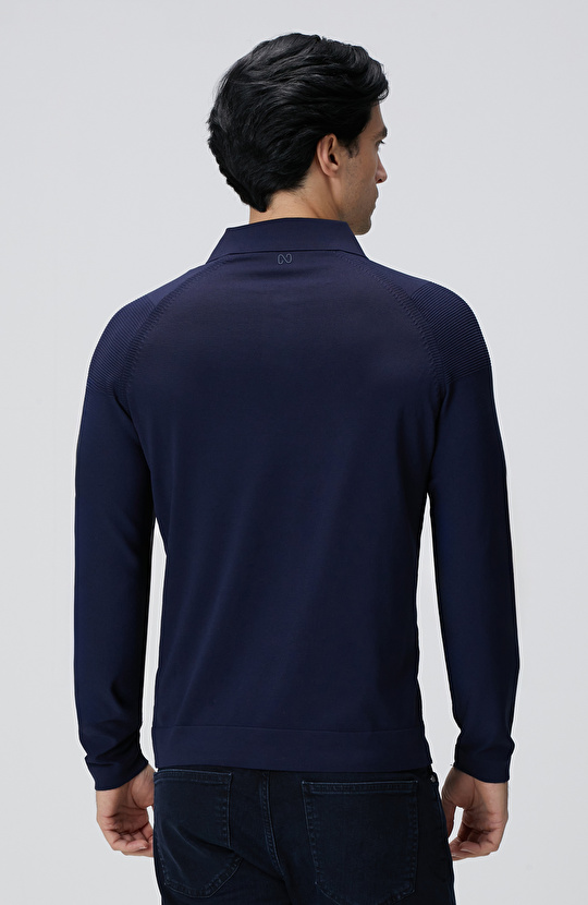 Lacivert Polo Yaka Triko Kazak