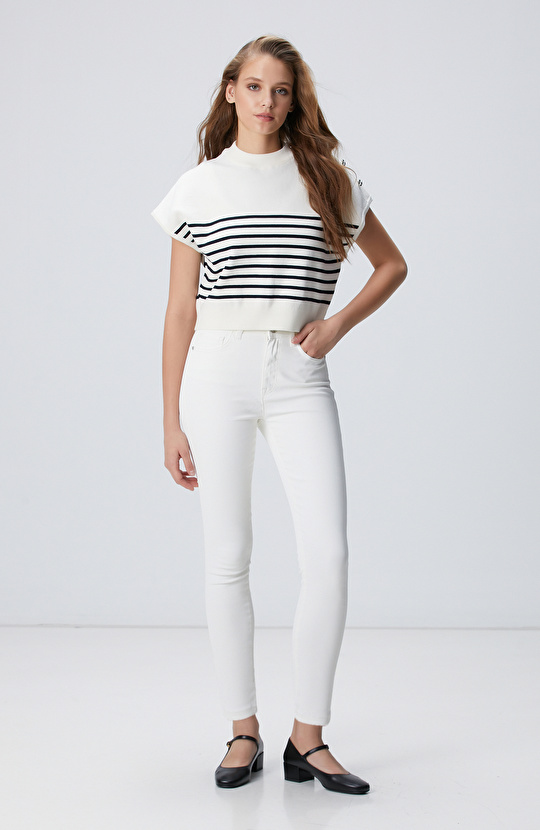 Beyaz Denim Pantolon