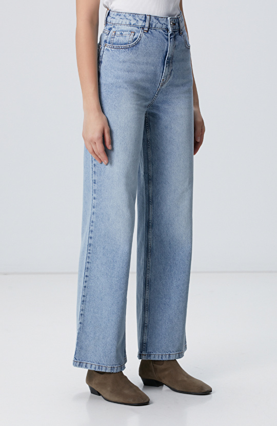 Açık Indigo Mavi Denim Pantolon