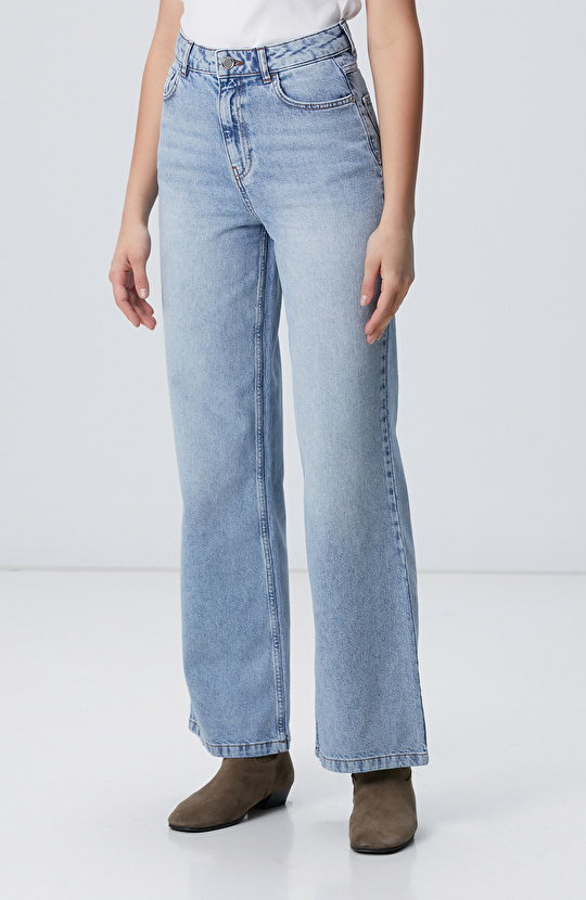 Açık Indigo Mavi Denim Pantolon