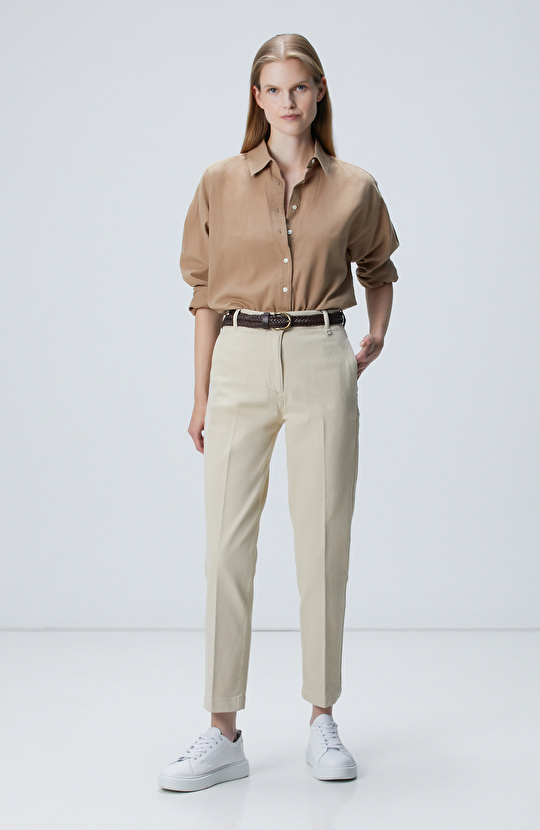 Bej Basic Casual Denim Pantolon Bej Basic Casual Denim Pantolon