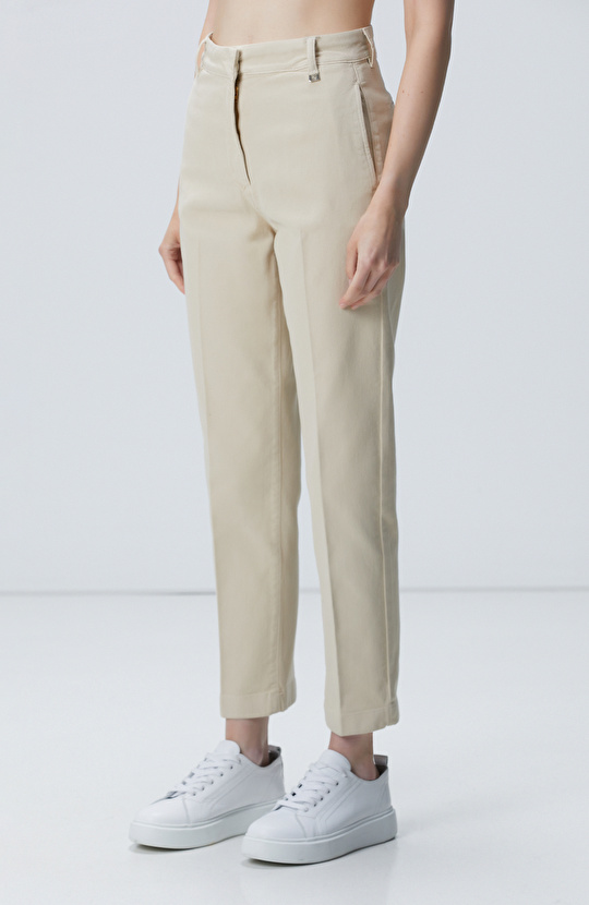 Bej Basic Casual Denim Pantolon