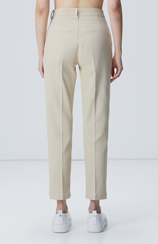 Bej Basic Casual Denim Pantolon