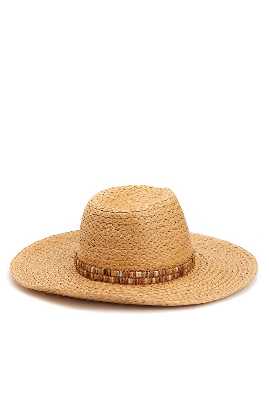 Bej Kadın Hasır Şapka