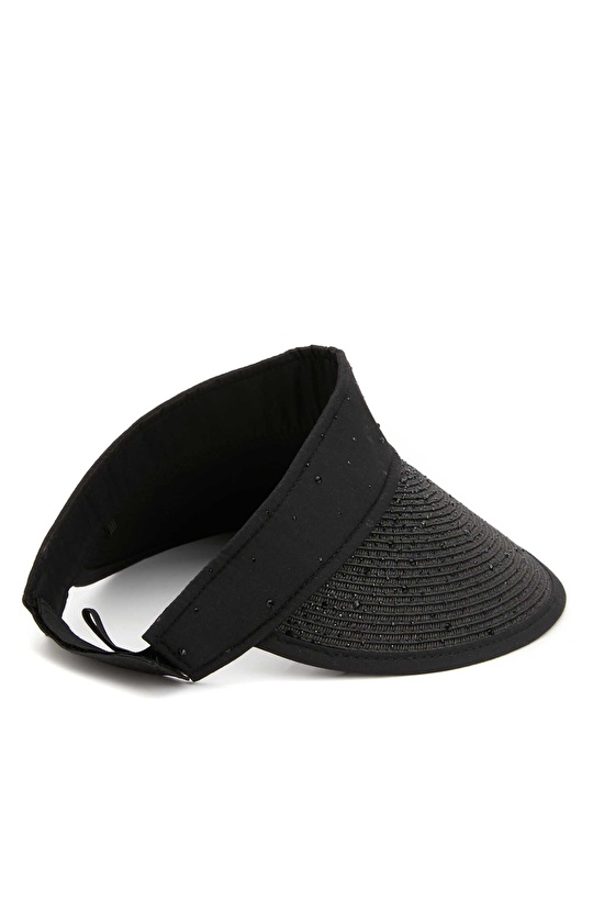 Siyah Kadın Hasır Şapka