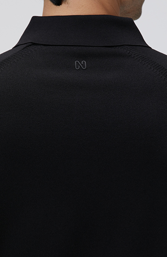 Siyah Polo Yaka Triko Kazak