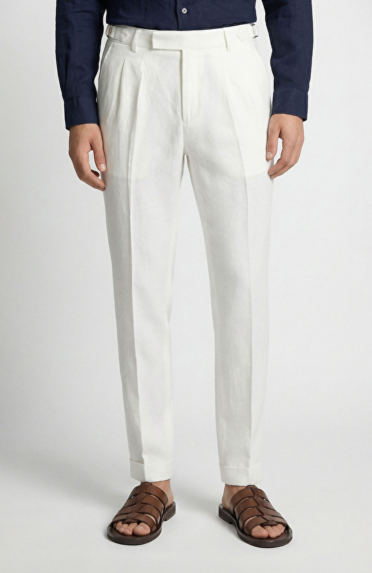 Limited Kırık Beyaz Keten Karışımlı Pantolon