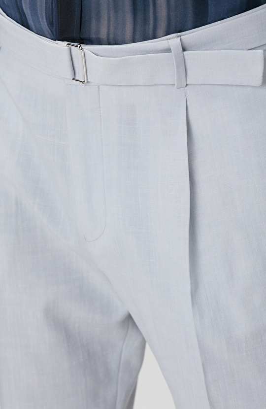 Gri Keten Karışımlı Pantolon