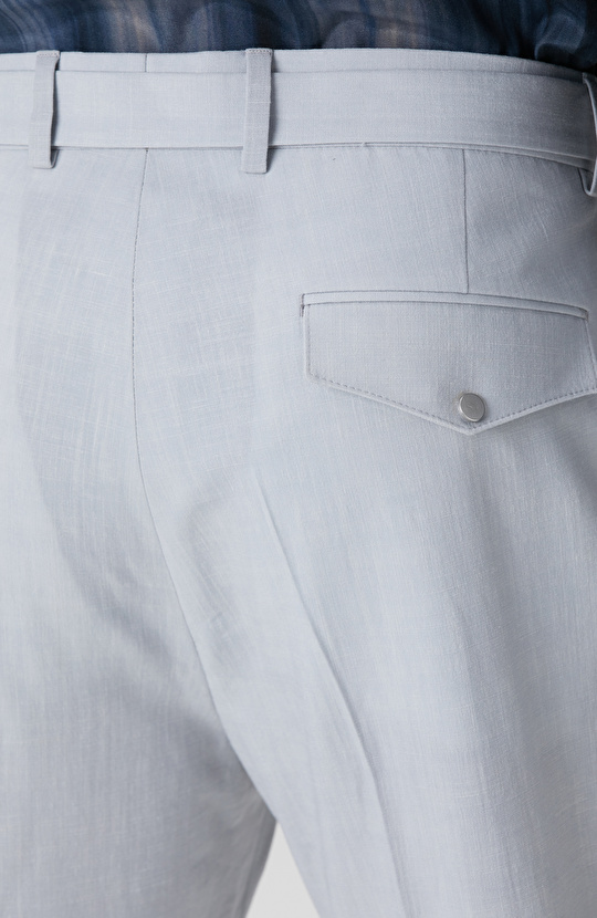 Gri Keten Karışımlı Pantolon