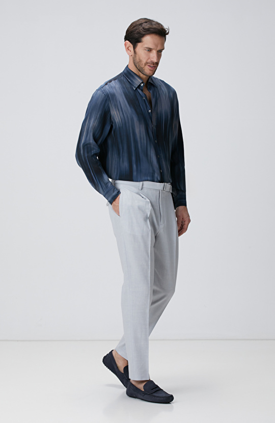 Lacivert Baskılı Gömlek