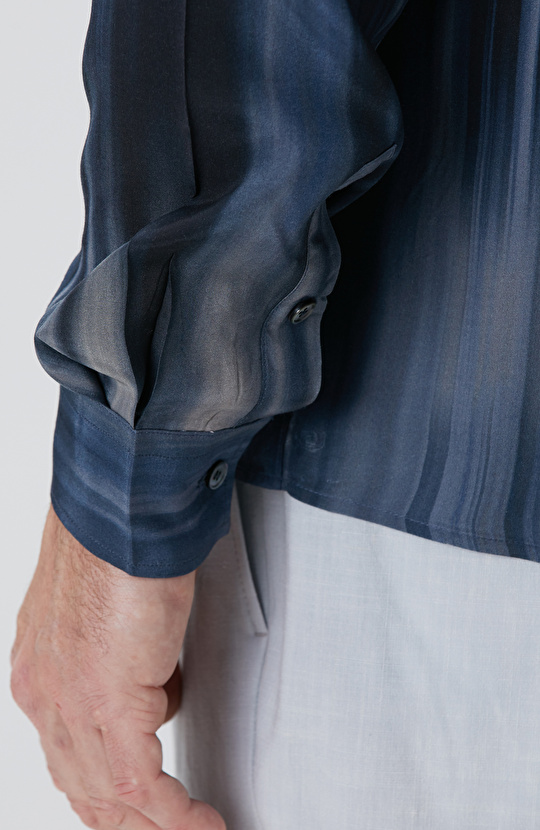 Lacivert Baskılı Gömlek