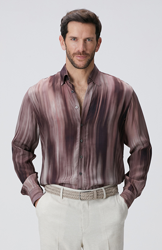 Bordo Baskılı Gömlek